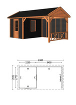 Trendhout | Buitenverblijf Zadeldak Betula L 6300 mm | Combinatie 5